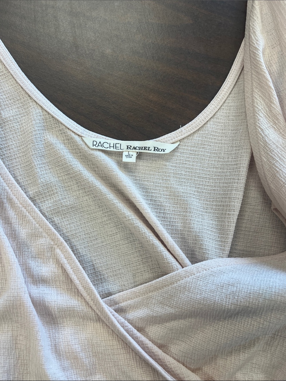 RACHEL Rachel Roy Light Pink Textured Wrap Blouse